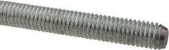 Made in USA - 7/16-14 UNC (Coarse), 6' Long, Low Carbon Steel Threaded Rod - Zinc-Plated Finish, Right Hand Thread - Exact Tooling