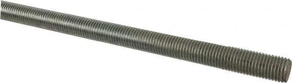 Made in USA - 1-8 UNC (Coarse), 6' Long, Low Carbon Steel Threaded Rod - Zinc-Plated Finish, Right Hand Thread - Exact Tooling