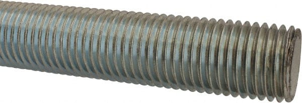 Made in USA - 1-1/4-7 UNC (Coarse), 6' Long, Low Carbon Steel Threaded Rod - Zinc-Plated Finish, Right Hand Thread - Exact Tooling