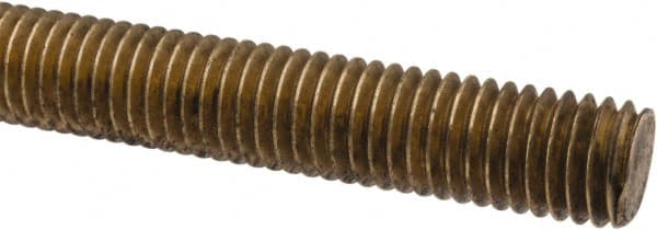 Made in USA - 1/2-13 UNC (Coarse), 6' Long, Brass Threaded Rod - Right Hand Thread - Exact Tooling