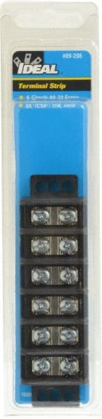 Ideal - 6 Poles, 600 Volt, 30 Amp, -40 to 266°F, Polyester Thermoplastic, Polyester Thermoplastic Multipole Terminal Block - Zinc Plated Steel, 22 to 10 AWG Compatibility, 0.81 Inch High - Exact Tooling