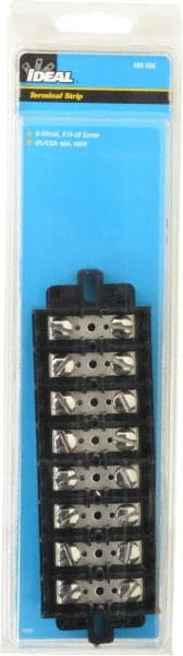 Ideal - 8 Poles, 600 Volt, 60 Amp, -40 to 266°F, Polyester Thermoplastic, Polyester Thermoplastic Multipole Terminal Block - Nickle Plated Brass, 22 to 6 AWG Compatibility, 1-1/4 Inch High - Exact Tooling