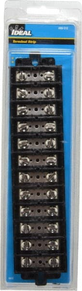 Ideal - 12 Poles, 600 Volt, 60 Amp, -40 to 266°F, Polyester Thermoplastic, Polyester Thermoplastic Multipole Terminal Block - Nickle Plated Brass, 22 to 6 AWG Compatibility, 1-1/4 Inch High - Exact Tooling