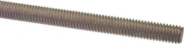 Value Collection - #10-32 UNF (Fine), 6' Long, Low Carbon Steel Threaded Rod - Zinc-Plated Finish, Right Hand Thread - Exact Tooling
