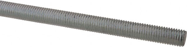 Made in USA - 1/4-28 UNF (Fine), 6' Long, Low Carbon Steel Threaded Rod - Zinc-Plated Finish, Right Hand Thread - Exact Tooling
