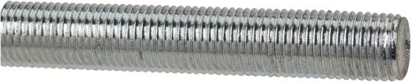 Made in USA - 3/8-24 UNF (Fine), 6' Long, Low Carbon Steel Threaded Rod - Zinc-Plated Finish, Right Hand Thread - Exact Tooling