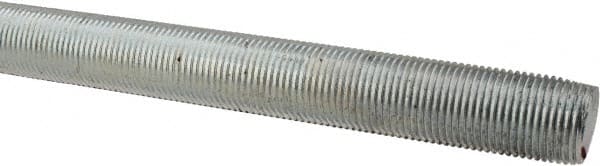 Made in USA - 3/4-16 UNF (Fine), 6' Long, Low Carbon Steel Threaded Rod - Zinc-Plated Finish, Right Hand Thread - Exact Tooling