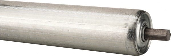 Made in USA - Replacement Conveyor Roller for 28 Inches Between Frame - 1.9 Inch Diameter, 7/16 Inch Axle, Galvanized Steel Finish, 16 Gage - Exact Tooling