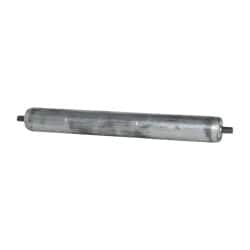 Made in USA - Replacement Conveyor Roller for 28 Inches Between Frame - 1.9 Inch Diameter, 7/16 Inch Axle, Galvanized Steel Finish, 14 Gage - Exact Tooling