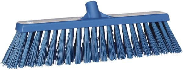 Vikan - 19" Heavy Duty Synthetic Push Broom - 4-1/2" Bristle Length, Plastic Block, European Threaded Handle Connection - Exact Tooling