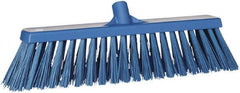 Vikan - 19" Heavy Duty Synthetic Push Broom - 4-1/2" Bristle Length, Plastic Block, European Threaded Handle Connection - Exact Tooling