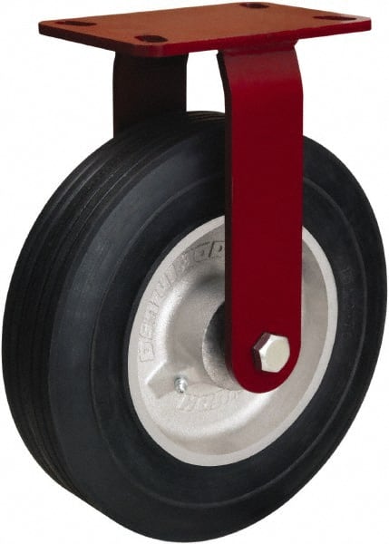 Hamilton - 10" Diam x 2-3/4" Wide, Rubber Rigid Caster - 700 Lb Capacity, Top Plate Mount, 4-1/2" x 6-1/2" Plate, Straight Roller Bearing - Exact Tooling