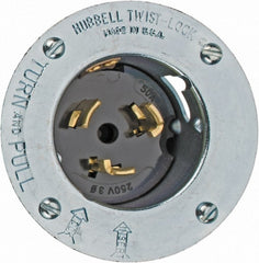 Hubbell Wiring Device-Kellems - 250 VAC, 50 Amp, Self Grounding Inlet - 3 Poles, 4 Wire, Male End, Metallic - Exact Tooling