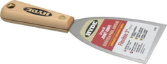 Hyde Tools - Flexible Carbon Steel 1-Edge Scraper - 3" Blade Width, 8-1/4" Long Hardwood Handle - Exact Tooling
