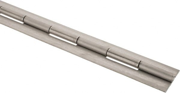 Made in USA - 48" Long x 2" Wide, 2" Knuckle, Stainless Steel Continuous Hinge - 1/4" Pin Diam, 0.12" Thick without Holes - Exact Tooling