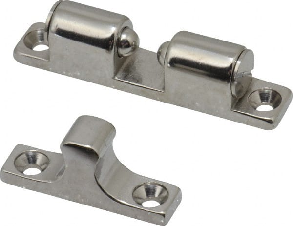 Sugatsune - 2-3/4" Long x 0.51" Wide x 0.91" High, Stainless Steel Tension Catch - Polished Stainless Steel Finish, 3.9(8.5) N/Lb Pull Force, 5.7(12.5) N/Lb Push Force, 1-21/32" Long Strike, 13/32" Wide Strike - Exact Tooling