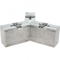 Abbott Workholding Products - Tongue & Groove Attachment, Square Soft Lathe Chuck Jaw - 3 Jaws, Aluminum, 2-1/8" Btw Mount Hole Ctrs, 6-1/2" Long x 2-1/2" Wide x 4" High, 0.4724" Groove, 0.4724" & 12mm Fastener - Exact Tooling