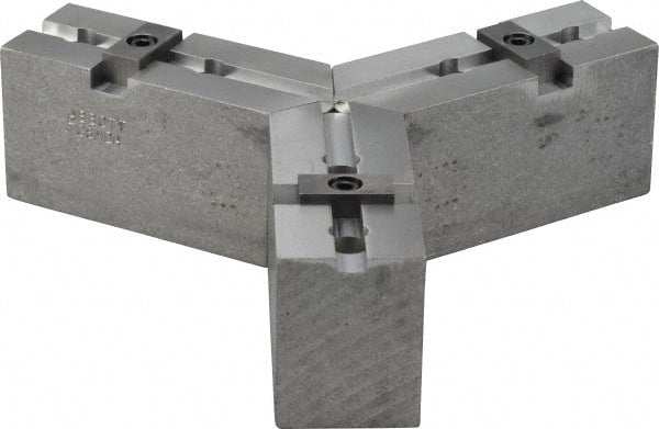 Abbott Workholding Products - Tongue & Groove Attachment, Square Soft Lathe Chuck Jaw - 3 Jaws, Aluminum, 1-3/4" Btw Mount Hole Ctrs, 4" Long x 1-1/2" Wide x 2" High, 5/16" Groove, 3/8" Fastener - Exact Tooling