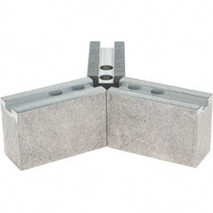 Abbott Workholding Products - 1.5mm x 60° Serrated Attachment, Square Soft Lathe Chuck Jaw - 3 Jaws, Aluminum, 0.7874" Btw Mount Hole Ctrs, 3" Long x 1-1/4" Wide x 2" High, 0.4724" Groove, 0.3937" & 10mm Fastener - Exact Tooling