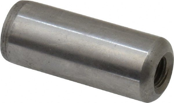 Gibraltar - 1/2" Diam x 1-1/4" Pin Length C-1215 Case Hardened Steel Pull Out Dowel Pin - 1 Beveled & 1 Threaded End - Exact Tooling