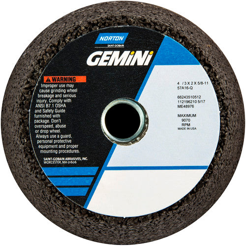 4″ / 3″ × 2″ × 5/8″-11 Gemini Snagging Wheel Type 11 Flaring Cup 16 Grit Aluminum Oxide - Exact Tooling