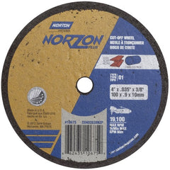 4″ × 0.035″ × 3/8″ NorZon Plus Small Diameter Cut-Off Wheel Type 01 Straight Aluminum Oxide - Exact Tooling
