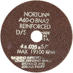 4″ × 0.035″ × 3/4″ Small Diameter Cut-Off Wheel Type 01 Straight 60 Grit Aluminum Oxide - Exact Tooling