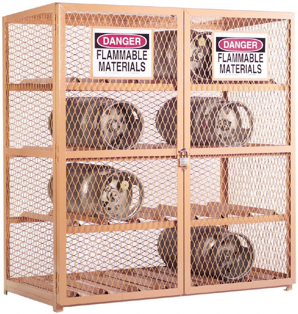 Durham - 3 Shelf Gas Cylinder Storage Cabinet - Steel, 60" Wide x 30" Deep x 71-3/4" High - Exact Tooling