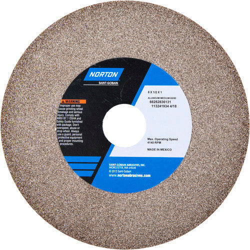 6″ × 1/2″ × 1″ Gemini Alundum Bench & Pedestal Wheel Type 01 Straight 60 Grit - Exact Tooling