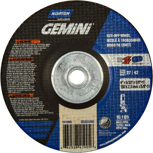 ‎6″ × 3/32″ × 5/8″-11 Gemini Non-Woven Depressed Center Wheel Type 27 24 Grit - Exact Tooling