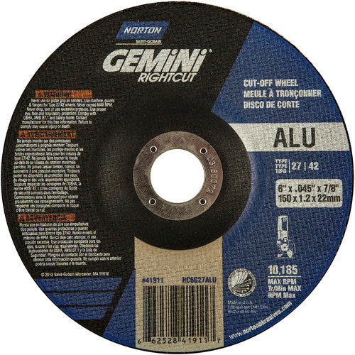 6″ × 0.045″ × 7/8″ Gemini Non-Woven Depressed Center Wheel Type 27 24 Grit - Exact Tooling