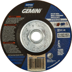‎4-1/2 × 3/32 × 5/8 - 11″ Gemini INOX/SS Cutting Wheel A 30 Q BDA Type 27/42 - Exact Tooling