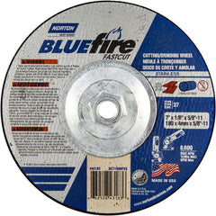 7″ × 1/8″ × 5/8″ BlueFire Non-Woven Depressed Center Wheel Type 27 Zirconia Alumina / Aluminum Oxide - Exact Tooling