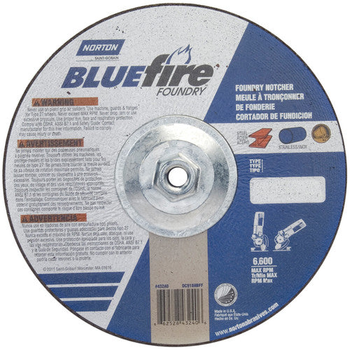 9″ × 1/8″ × 5/8″ BlueFire Non-Woven Depressed Center Wheel Type 27 Zirconia Alumina / Aluminum Oxide - Exact Tooling