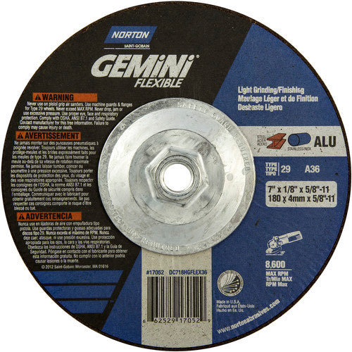 ‎7″ × 1/8″ × 5/8″-11 Charger Non-Woven Depressed Center Wheel Type 29 36 Grit - Exact Tooling