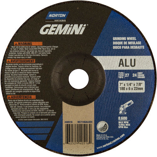 7″ × 1/4″ × 7/8″ Gemini Non-Woven Depressed Center Wheel Type 27 24 Grit Aluminum Oxide - Exact Tooling