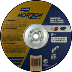 9″ × 1/4″ × 5/8″ NorZon Plus Non-Woven Depressed Center Wheel Type 27 - Exact Tooling
