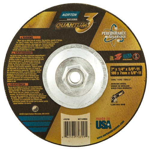 ‎7″ × 1/4″ × 5/8″-11 - T27 - Quantum 3 Depressed Center Wheel - Exact Tooling
