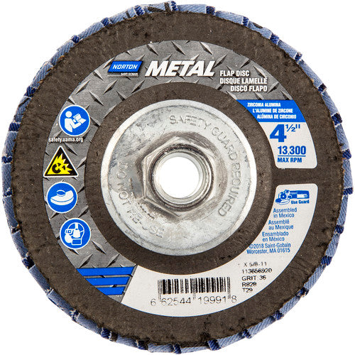 ‎4-1/2 × 5/8 - 11″ Metal Fiberglass Conical Flap Disc Type 29 P36 Grit R828 Zirconia Alumina - Exact Tooling