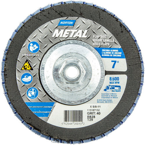 ‎7 × 5/8 - 11″ Metal Fiberglass Conical Flap Disc Type 29 P40 Grit R828 Zirconia Alumina - Exact Tooling