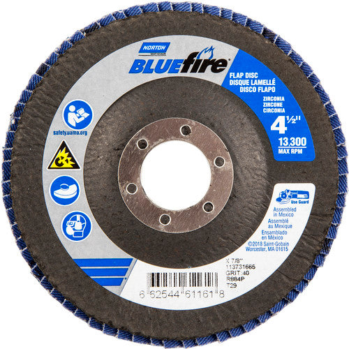 ‎4-1/2 × 7/8″ BlueFire Fiberglass Conical Flap Disc Type 29 P40 Grit R884P Zirconia Alumina - Exact Tooling
