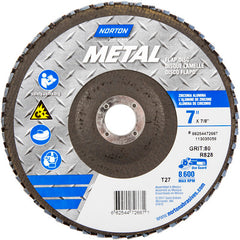 7″ × 1/4″ × 7/8″ Metal Flap Disc Type 27 Flat 80 Grit Zirconia Alumina - Exact Tooling