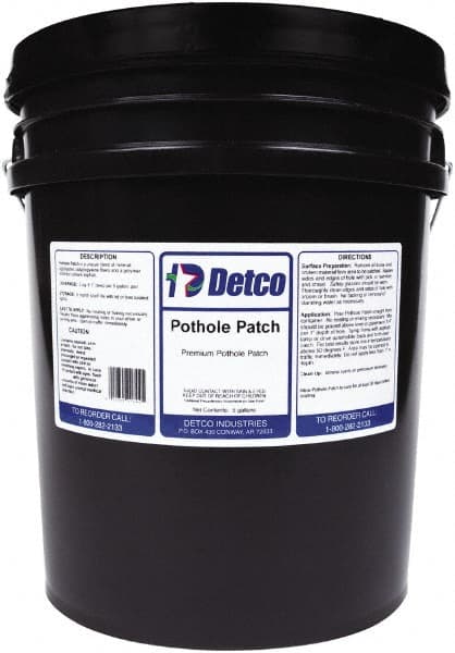 Detco - 5 Gal Pothole Patch - Black, 5 Sq Ft Coverage - Exact Tooling