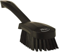 Vikan - 1.3" Bristle Length, Polyester Scrub Brush - 4-1/4" Long x 2-3/4" Wide Head, 10" OAL, Black, Polypropylene Block - Exact Tooling
