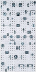 Triton - 24" Wide x 24" High Peg Board Kit - 2 Panels, 46 Hooks, Steel with Epoxy Coating, White - Exact Tooling