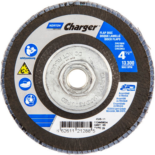 ‎4-1/2″ × 1/4″ × 5/8″ Charger R822 Flap Disc Type 29 Conical 60 Grit - Exact Tooling
