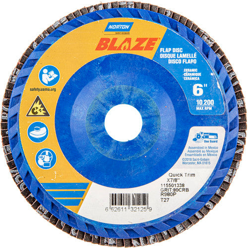 6″ × 7/8″ 40 Grit Type 27 Blaze Flap Disc - Exact Tooling