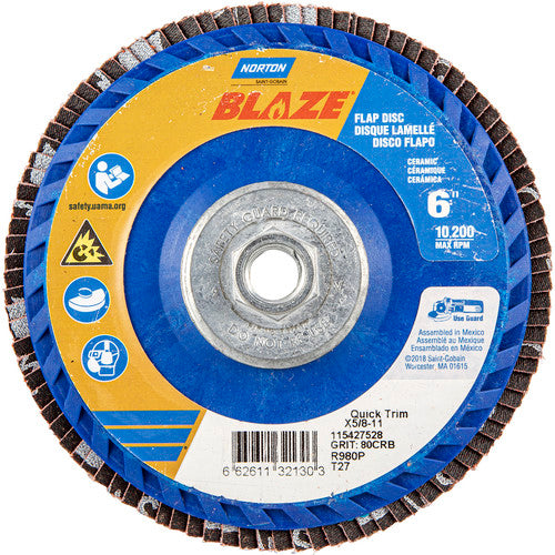‎6″ × 5/8″-11 80 Grit Type 27 Blaze Flap Disc - Exact Tooling