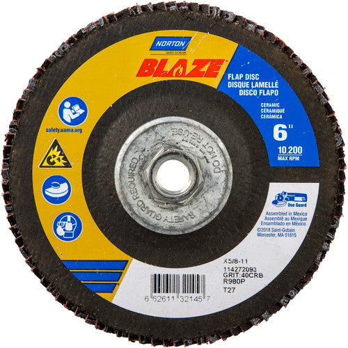 ‎6″ × 5/8″-11 40 Grit Type 27 Blaze Flap Disc - Exact Tooling