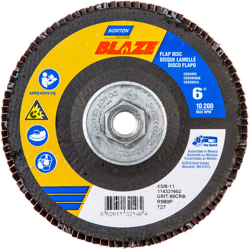 ‎6″ × 5/8″-11 60 Grit Type 27 Blaze Flap Disc - Exact Tooling